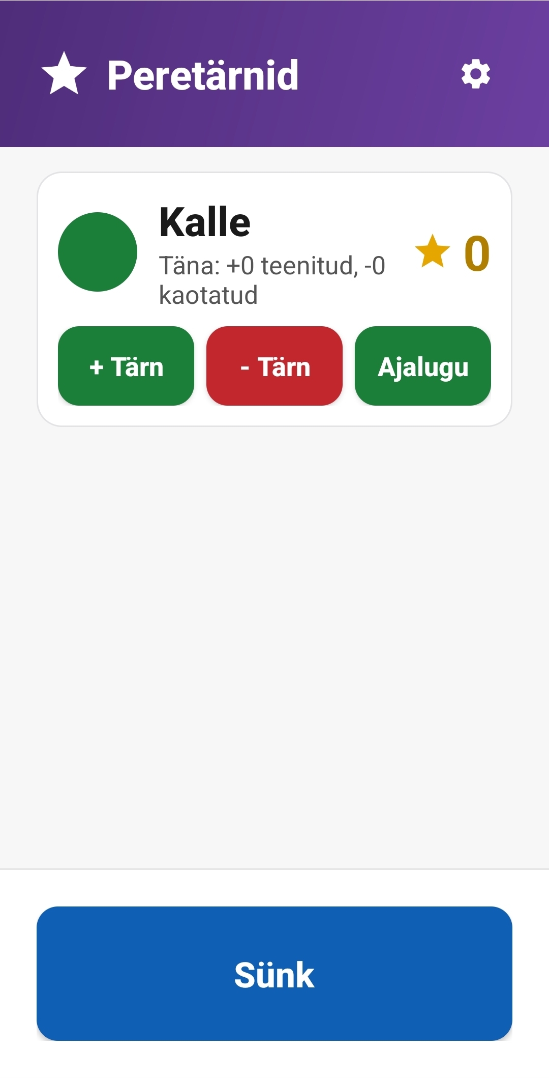 Vanema avaleht Kallega, plussi ja miinuse tärni nupud, ajalugu, sünki nupp all